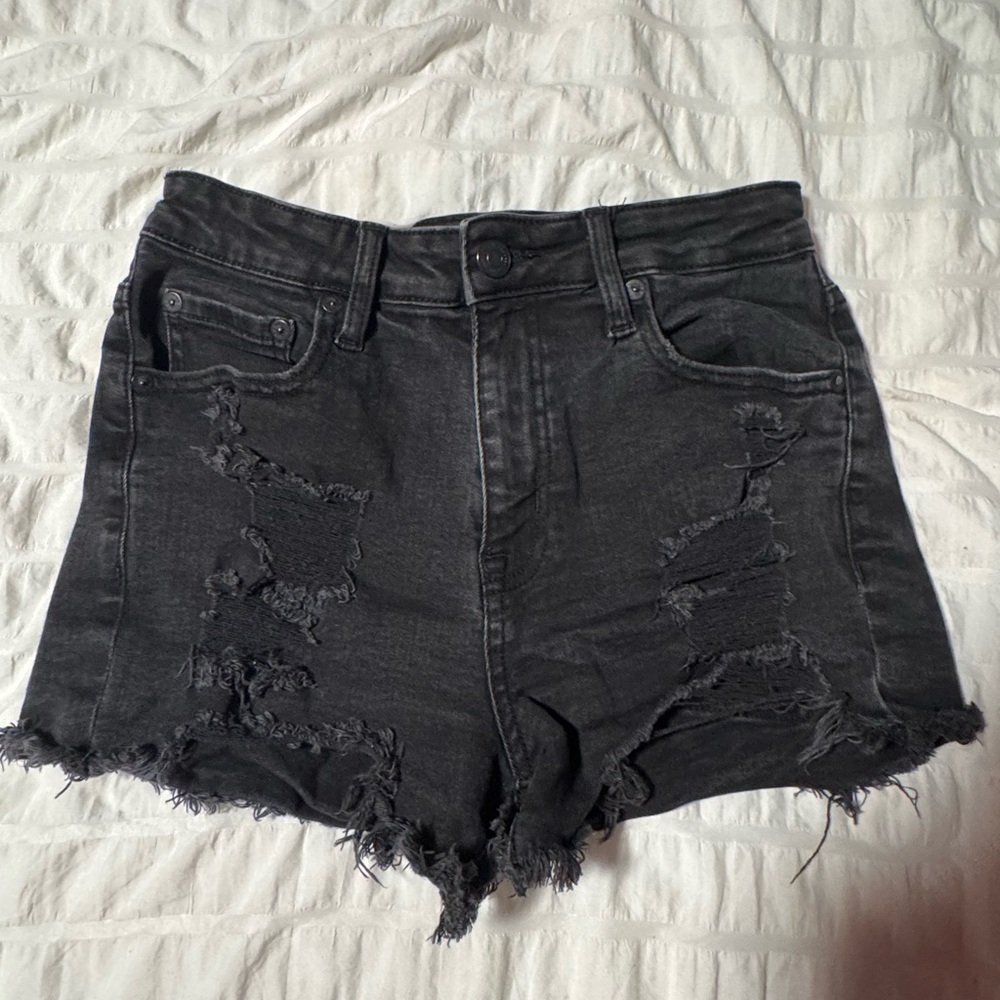 High waisted Black Denim Shorts